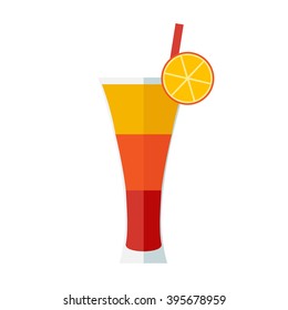 Tequila sunrise cocktail icon. Flat design.