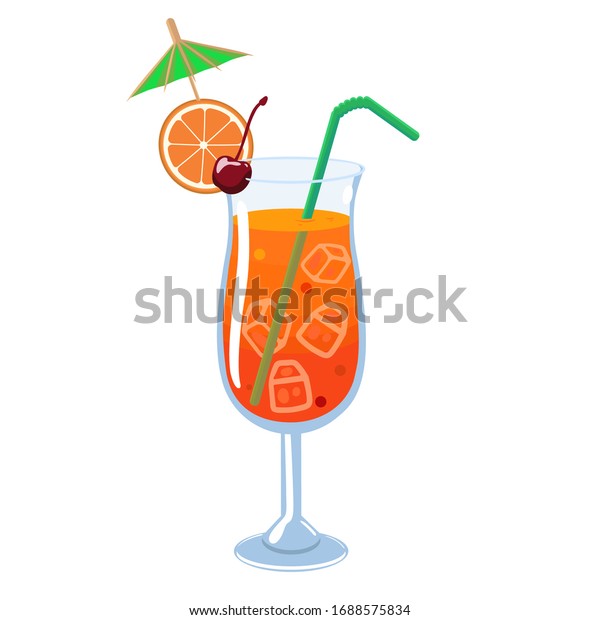 Tequila Sunrise Cocktail Isolate On White Stock Vector (Royalty Free ...