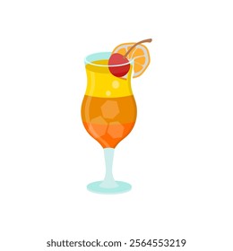 Tequila Sunrise, Cocktails Vector illustration, Isolated