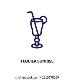 tequila sunrise icon from drinks collection. Thin linear tequila sunrise, bar, alcohol outline icon isolated on white background. Line vector tequila sunrise sign, symbol for web and mobile