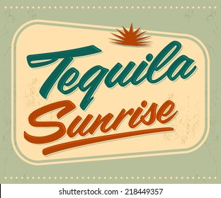 Tequila sunrise vector sign - lettering - mexican drink icon, emblem 