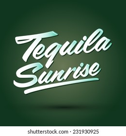 Tequila sunrise vector sign - lettering - mexican drink icon, emblem 