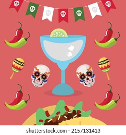 tequila taco and skulls mexico tradition