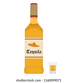 Tequila vector. Bottle of tequila on a white background
