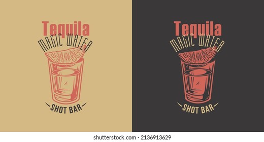 Tequila vector shot with lime and salt. Hand drawn illustration converted to vector isolated on white background