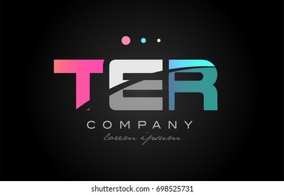 TER t e r three 3 letter logo combination alphabet vector creative company icon design template modern  pink blue white grey