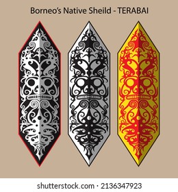 Terabai Vector Dayak Shield Tribal Art Shield