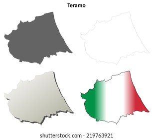 Teramo blank detailed outline map set