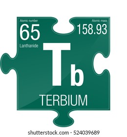 Terbium symbol. Element number 65 of the Periodic Table of the Elements - Chemistry - Puzzle piece with green background