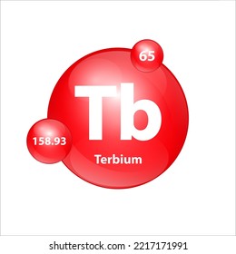Terbium (Tb) icon structure chemical element round shape circle red easily.  Chemical element of periodic table Sign with atomic number. Study in science for education. 3D Illustration vector.