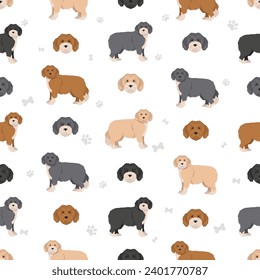 Terceira Cattle dog seamless pattern. Different poses, coat colors set.  Vector illustration