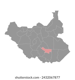 Terekeka State map, administrative division of South Sudan. Vector illustration.