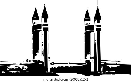 Terengganu Drawbridge Black and White Vector