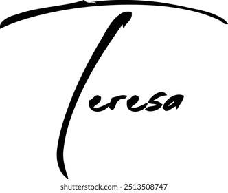 Teresa Name Of Baby Girl Cursive Typography Hand Written Brush Text