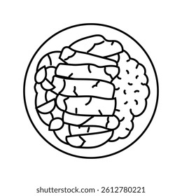 teriyaki chicken dish line icon vector. teriyaki chicken dish sign. isolated contour symbol black illustration