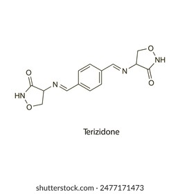 Terizidone flat skeletal molecular structure Antibiotic drug used in bacterial infection treatment. Vector illustration scientific diagram.