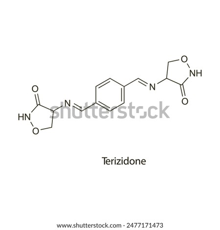 Terizidone flat skeletal molecular structure Antibiotic drug used in bacterial infection treatment. Vector illustration scientific diagram.