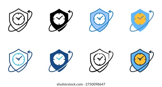 Term Insurance icons set multiple style collection. Editable stroke 

