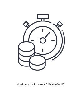 Term savings icon, linear isolated illustration, thin line vector, web design sign, outline concept symbol with editable stroke on white background.