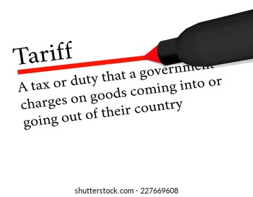 term of tariff underlined in red color by a pen. isolated on white background.