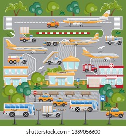 Terminal of the airport. Side view. Vector illustration.