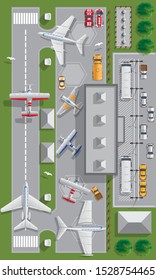 Terminal of the airport. View from above. Vector illustration.