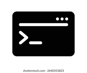 Terminal or command line icon representing coding, programming, developer tools, or system console commands.