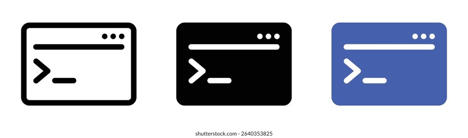Terminal or command line icon representing coding, programming, developer tools, or system console commands.