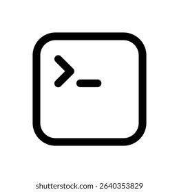 Terminal or command line icon representing coding, programming, developer tools, or system console commands.
