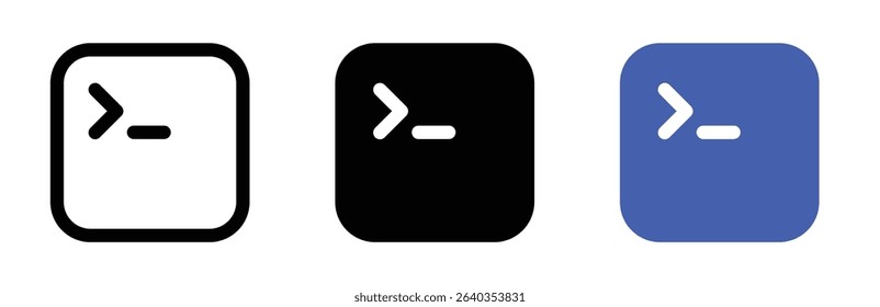 Terminal or command line icon representing coding, programming, developer tools, or system console commands.