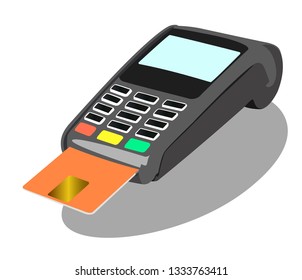 Terminal confirms the payment. Point of sale vector illustration