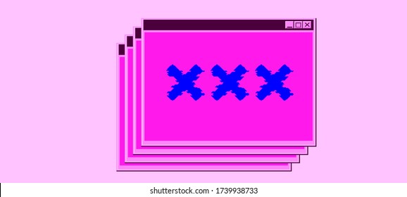 Terminal console window of retro PC with cross icon. Malware and ransomware concept.