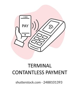 Terminal Contactless Payment Icon: Secure NFC Transactions, Wireless Checkout, Touchless Technology with editable stroke.