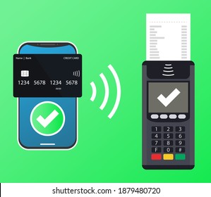 Terminal credit card check mark, great design for any purposes. Flat icon. Isolated vector illustration. Flat cartoon vector illustration.