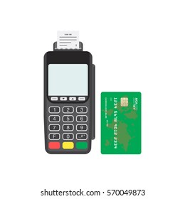 Terminal with credit card. Flat vector illustration EPS10