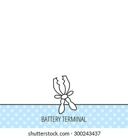Terminal electrical clips icon. Charging the battery sign. Circles seamless pattern. Background with icon. Vector