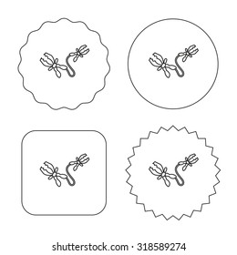 Terminal electrical clips icon. Charging the battery sign. Flat circle, star and emblem buttons. Labels design. Vector