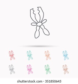 Terminal electrical clips icon. Charging the battery sign. Linear icons on white background.