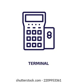 terminal icon from business and analytics collection. Thin linear terminal, payment, card outline icon isolated on white background. Line vector terminal sign, symbol for web and mobile