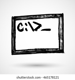 Terminal icon with command line in grunge style