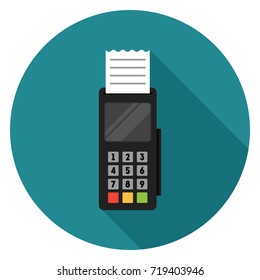 Terminal icon. Illustration in flat style. Round icon with long shadow.