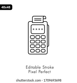 Terminal icon in line style. Editable stroke. Vector icon . Banking, payment methods and finance related line icons set with pos terminal