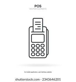 Icono de terminal en estilo de línea. Banca de iconos vectoriales, métodos de pago e iconos de línea relacionados con finanzas establecidos con el símbolo de terminal pos.