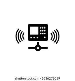 Terminal Icon with Orbiting Elements for Technology