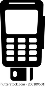 Terminal icon, payment machine, black silhouette. Highlighted on a white background. Vector illustration. A series of business icons.