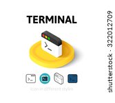 Terminal icon, vector symbol in flat, outline and isometric style