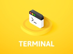 Terminal icon, vector symbol in flat isometric style isolated on color background
