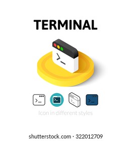 Terminal icon, vector symbol in flat, outline and isometric style