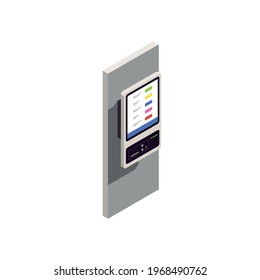 Terminal interface in wall isometric icon on white background vector illustration