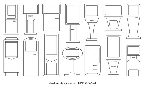 Terminal isolated outline set icon.Vector illustration illustration atm on white background .outline vector set icon terminal.